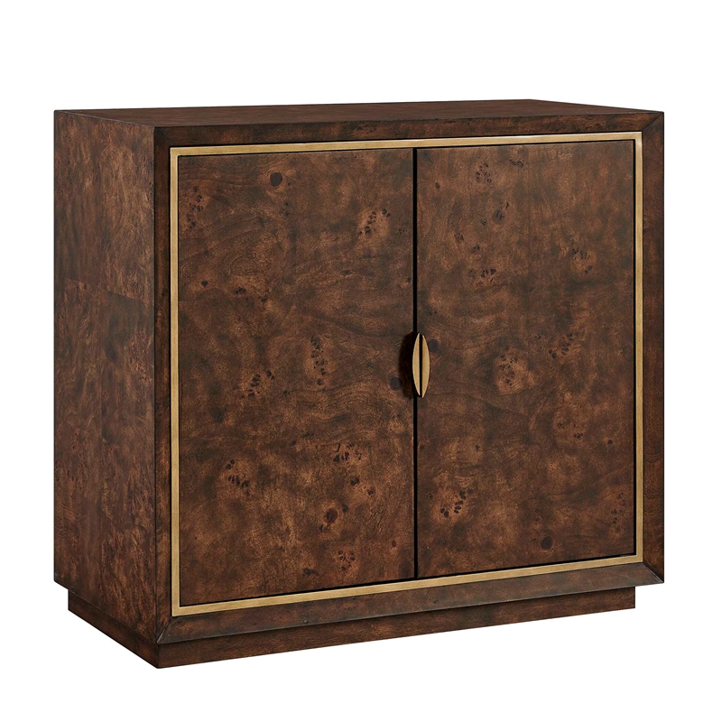Uttermost Flores Burl Wood 2-Door Cabinet in Brass and Woodtone
