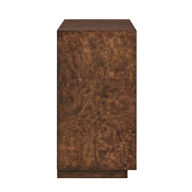 Uttermost Flores Burl Wood 2-Door Cabinet in Brass and Woodtone