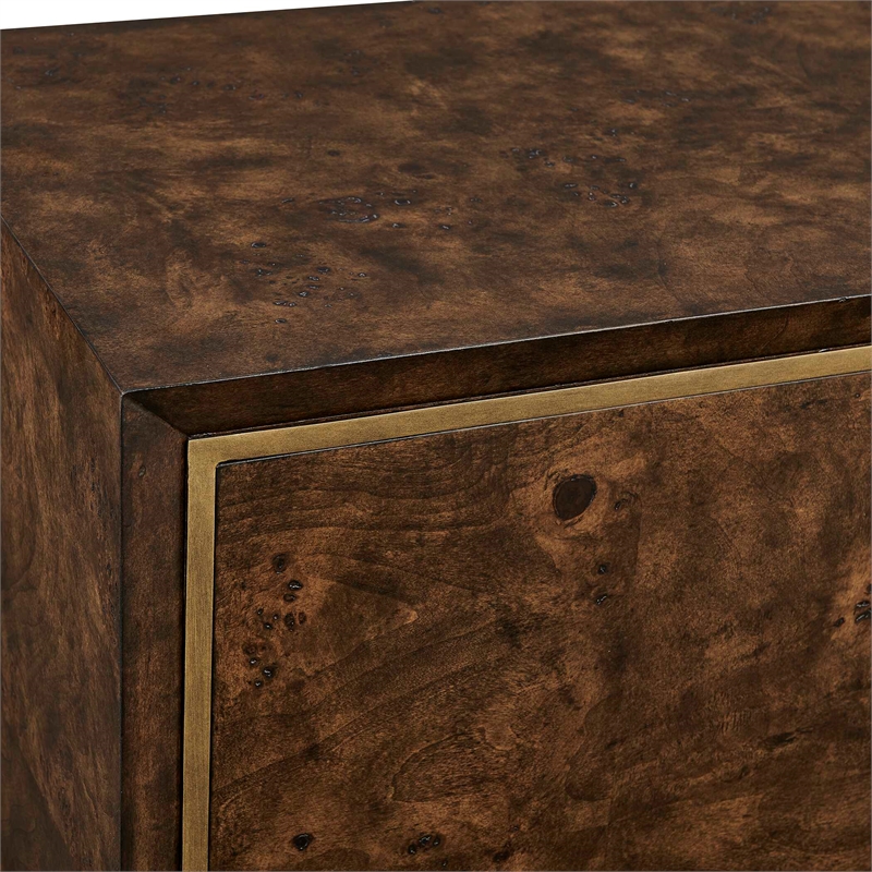 Uttermost Flores Burl Wood 2-Door Cabinet in Brass and Woodtone