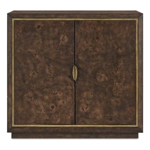 Uttermost Flores Burl Wood 2-Door Cabinet in Brass and Woodtone