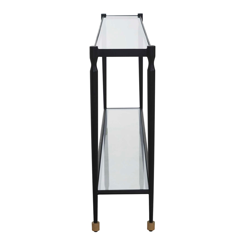Uttermost Javana Glass & Iron Console Table in Brass and Bronze