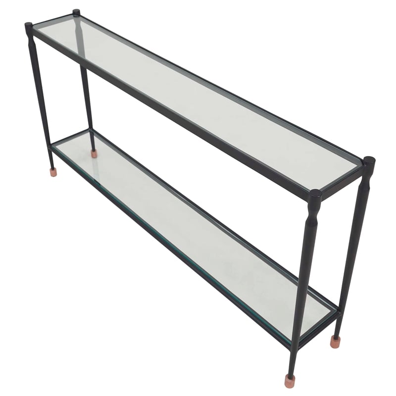Uttermost Javana Glass & Iron Console Table in Brass and Bronze