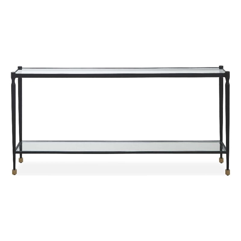Uttermost Javana Glass & Iron Console Table in Brass and Bronze