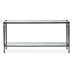 Uttermost Javana Glass & Iron Console Table in Brass and Bronze