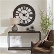 Uttermost Ronan Wood and Metal Wall Clock in Dark Rustic Bronze/Gray