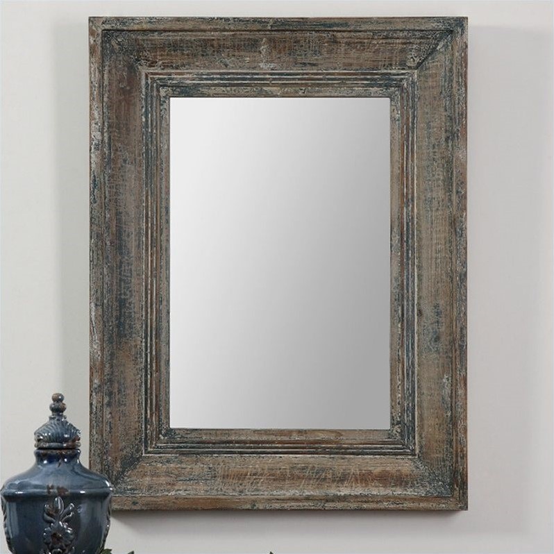 Vignettes Uttermost Missoula Small Wall Mirror In Distressed Blue Green