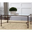 Uttermost Warring Iron and Glass Coffee Table in Rustic Bronze Patina