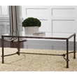 Uttermost Warring Iron and Glass Coffee Table in Rustic Bronze Patina