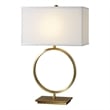 Uttermost Duara Metal Circle Table Lamp in Plated Brushed Brass/White