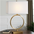 Uttermost Duara Metal Circle Table Lamp in Plated Brushed Brass/White