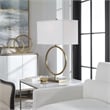 Uttermost Duara Metal Circle Table Lamp in Plated Brushed Brass/White