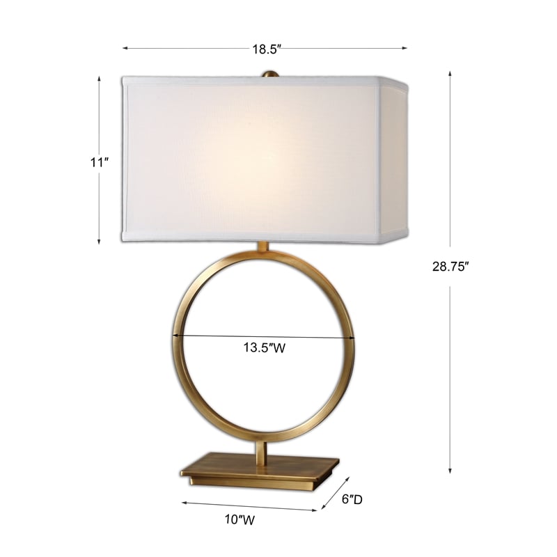 Uttermost Duara Metal Circle Table Lamp in Plated Brushed Brass/White