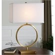 Uttermost Duara Metal Circle Table Lamp in Plated Brushed Brass/White
