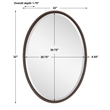 Uttermost Sherise Oval Metal and Glass Wall Mirror in Light Distressed Bronze