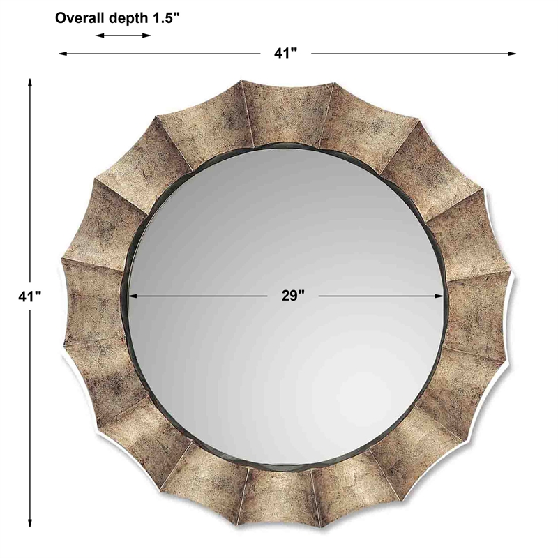 Uttermost Gotham Contemporary PU U Leaf Wall Mirror in Gray/Silver