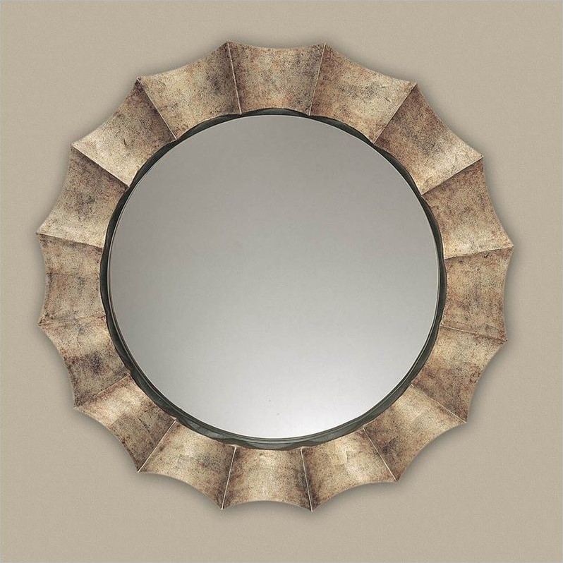 Uttermost Gotham Contemporary PU U Leaf Wall Mirror in Gray/Silver