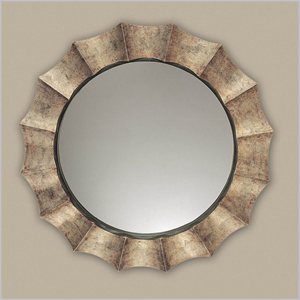 Uttermost Gotham Contemporary PU U Leaf Wall Mirror in Gray/Silver