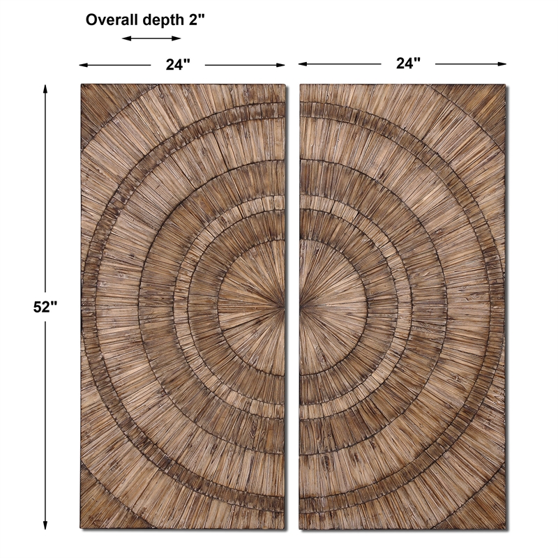 Uttermost Lanciano Coastal Style Wood Chips Wall Art in Brown Finish