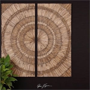 Uttermost Lanciano Coastal Style Wood Chips Wall Art in Brown Finish