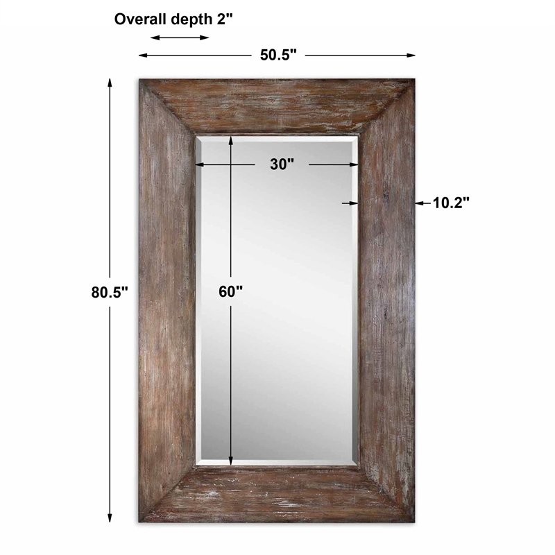 Uttermost Langford Large Coastal Wood and Glass Mirror in Light Gray