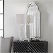 Uttermost Hovan Contemporary Wood Frameless Arched Beveled Mirror in Gray