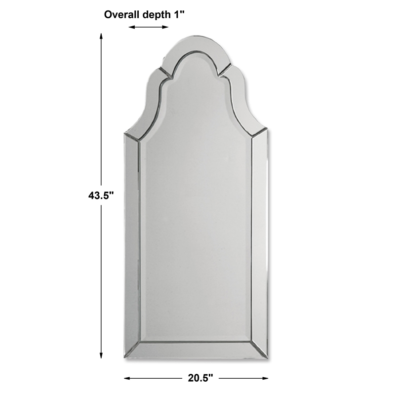 Uttermost Hovan Contemporary Wood Frameless Arched Beveled Mirror in Gray