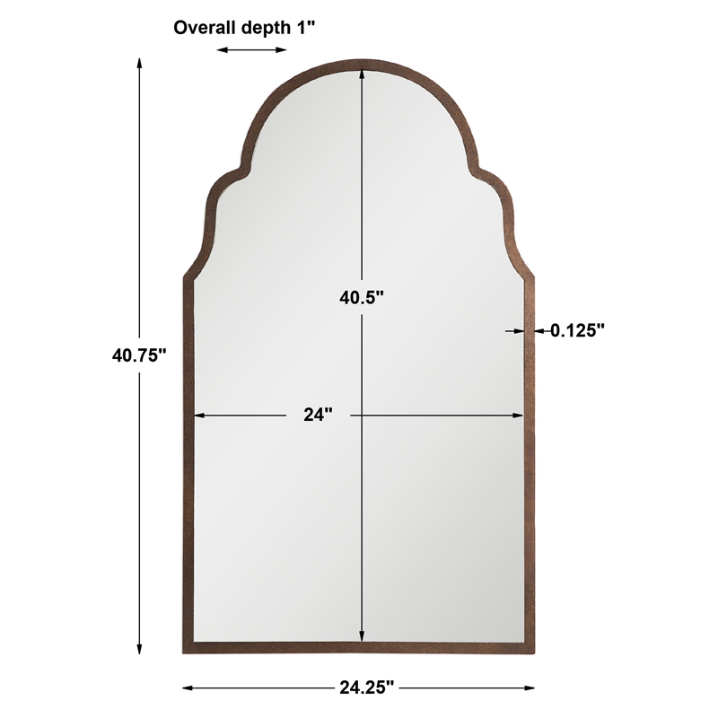Uttermost Brayden Metal MDF Arch Mirror in Lightly Textured Dark Brown/Gold
