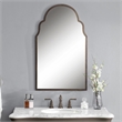 Uttermost Brayden Metal MDF Arch Mirror in Lightly Textured Dark Brown/Gold