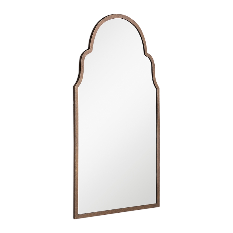 Uttermost Brayden Metal MDF Arch Mirror in Lightly Textured Dark Brown/Gold