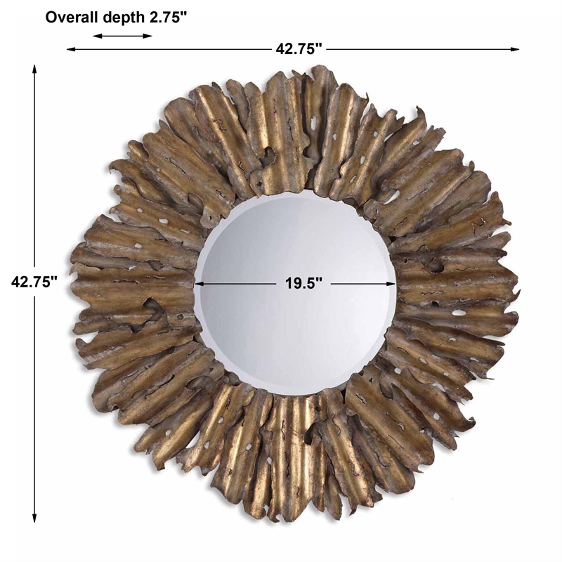 Uttermost Hemani Contemporary Metal Mirror in Antique Gold/Light Gray