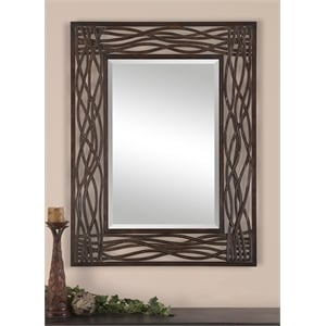 Uttermost Dorigrass Contemporary Metal Mirror in Distressed Mocha Brown/Black