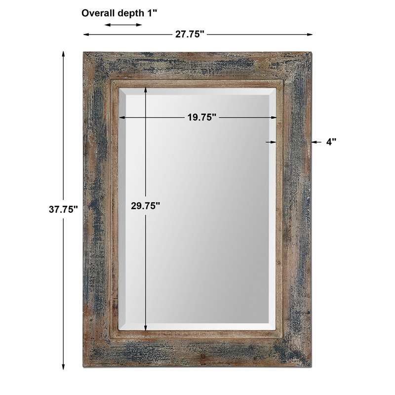 Uttermost Bozeman Mid-Century MDF and Fir Decorative Mirror in Distressed Blue