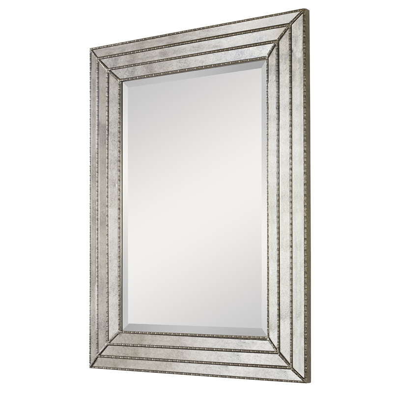 Uttermost Seymour Contemporary Wood Mirror in Antique Silver Finish