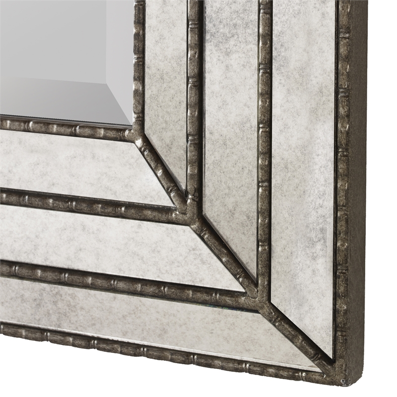 Uttermost Seymour Contemporary Wood Mirror in Antique Silver Finish