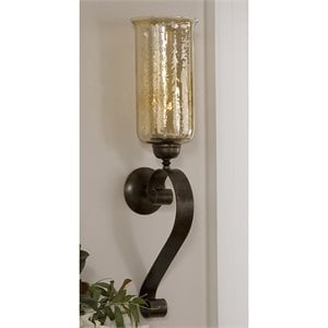 Uttermost Joselyn Glass and Metal Candle Wall Sconce in Antiqued Bronze