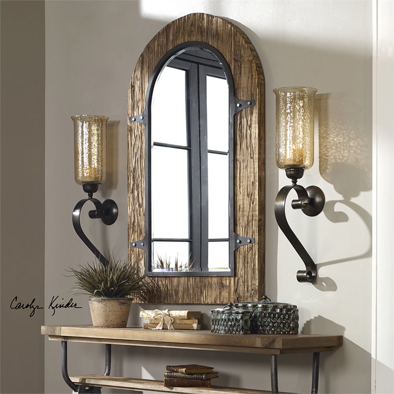 Uttermost Joselyn Glass and Metal Candle Wall Sconce in Antiqued Bronze