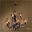 Uttermost Vetraio 9-Light Metal Brass and Glass Chandelier in Oil Rubbed Bronze
