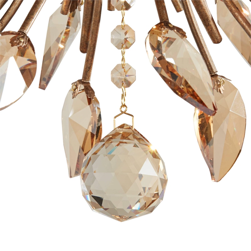 Uttermost Alenya 6-Light Metal Crystal Fabric Shade Chandelier in Burnished Gold