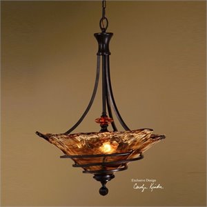 Uttermost Vitalia 3-Light Metal Glass and Resin Pendant in Oil Rubbed Bronze