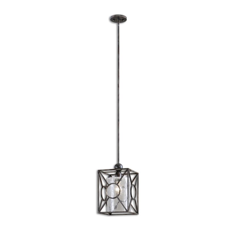 Uttermost Arbela Traditional Metal and Glass Pendant in Rust Black/Silver