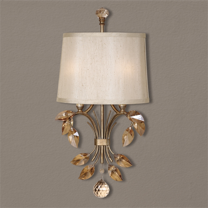 Uttermost Alenya 2-Light Modern Metal Wall Sconce in Burnished Gold