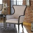 Uttermost Sandy Traditional Wood and Fabric Wingback Arm Chair in Beige