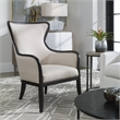 Uttermost Sandy Traditional Wood and Fabric Wingback Arm Chair in Beige