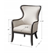 Uttermost Sandy Traditional Wood and Fabric Wingback Arm Chair in Beige