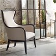 Uttermost Sandy Traditional Wood and Fabric Wingback Arm Chair in Beige