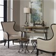 Uttermost Sandy Traditional Wood and Fabric Wingback Arm Chair in Beige