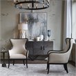 Uttermost Sandy Traditional Wood and Fabric Wingback Arm Chair in Beige