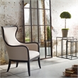 Uttermost Sandy Traditional Wood and Fabric Wingback Arm Chair in Beige
