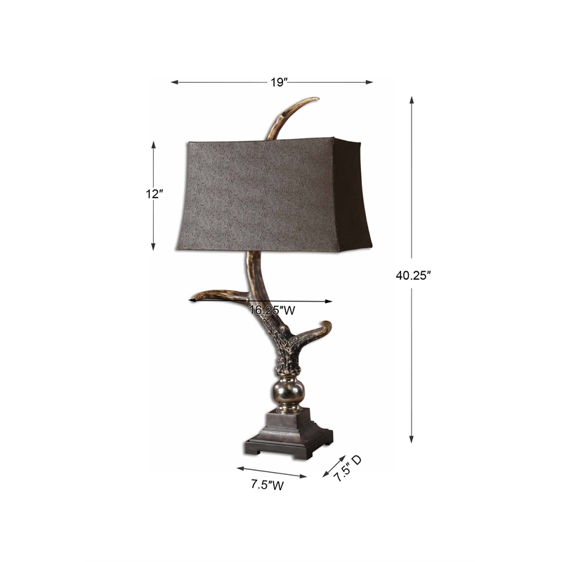 Uttermost Stag Horn Resin Table Lamp in Burnished Bone Ivory/Chocolate