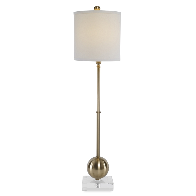 Uttermost Laton Metal and Crystal Buffet Lamp in Brushed Brass/Off White